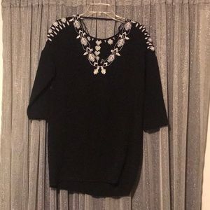 zara embroidered black dress